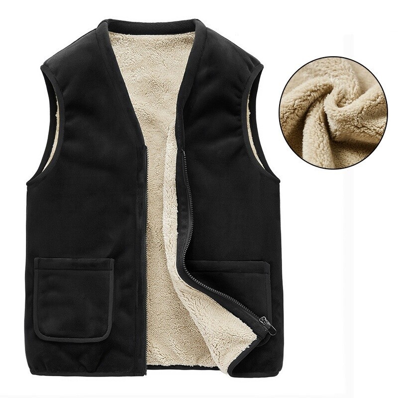 Men Waistcoat Vest Gilet Jacket Faux Fur Fleece Lined Sleeveless Winter Warm