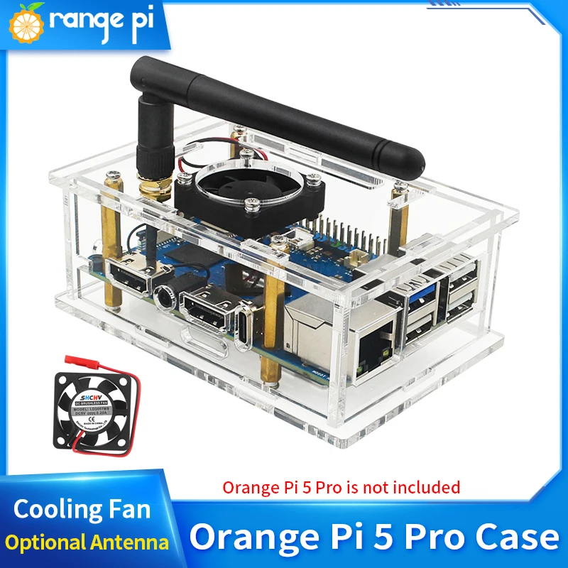 Orange Pi 5 Pro Acrylic Case Transparent Shell Protective Box Optional Cooling F