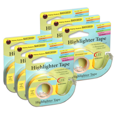 Tape, Fluorescent Yellow, Pack Of 6