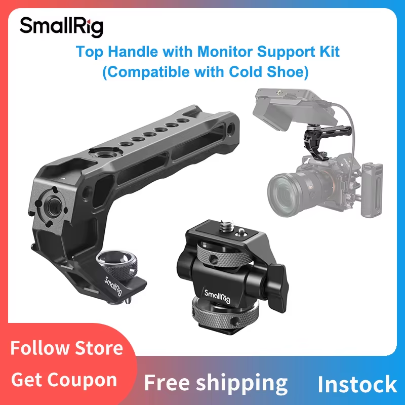 SmallRig 5322 Top Handle with Monitor Support Kit Compatible with Cold Shoe For