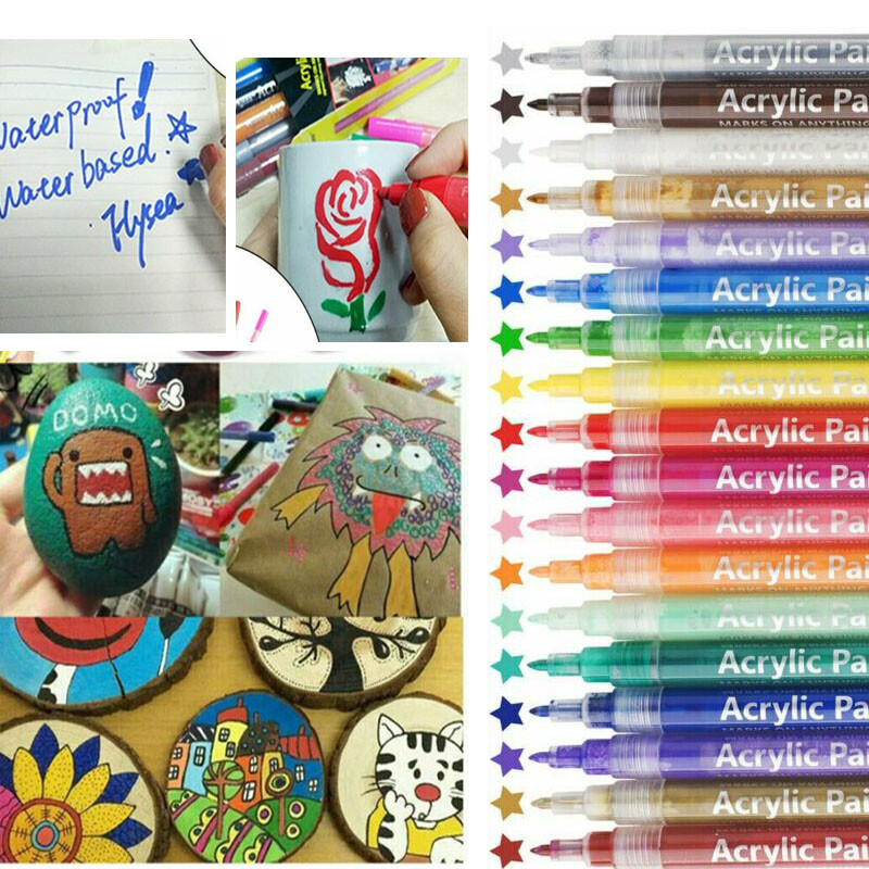 12/24pcs/set Acrylic Paint Pens Sets Fine Art Marker Metal Glass Rock Waterproof