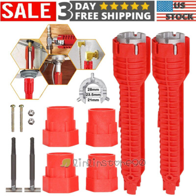 2Pcs 8 in 1 Faucet Sink Installer Multi-functional Wrench Pipe Tool for Plumbers