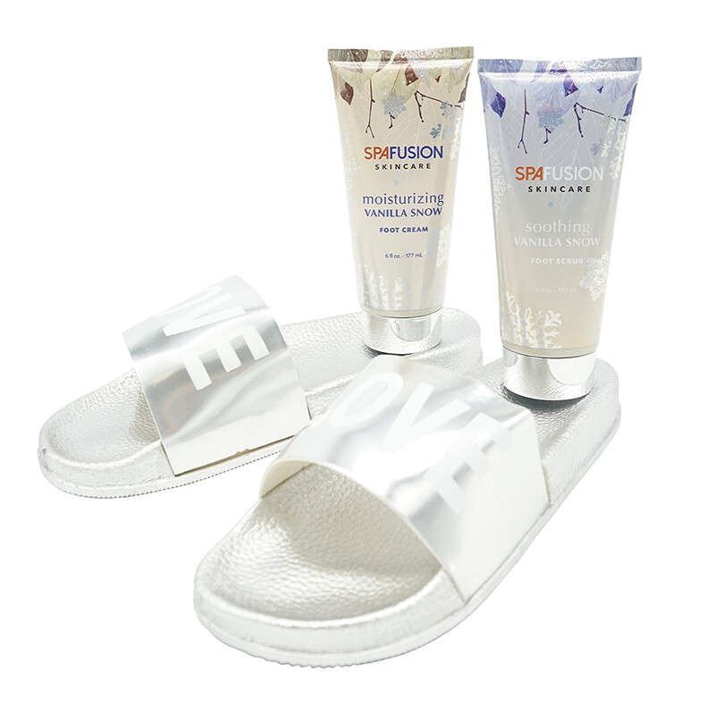 Xmas Gift Box Foot Care Gift Set Slippers Body Wash Scrub Cream & Bath Ball New