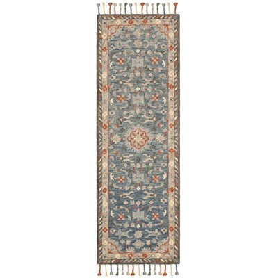 Safavieh Aspen 2'3'' x 9' Hand Tufted Wool Runner Rug in Blue and Rust