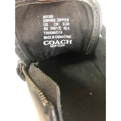 Coach Empire Leather Double Zipper Low Top Shoes Sneaker Black Women's US 8D