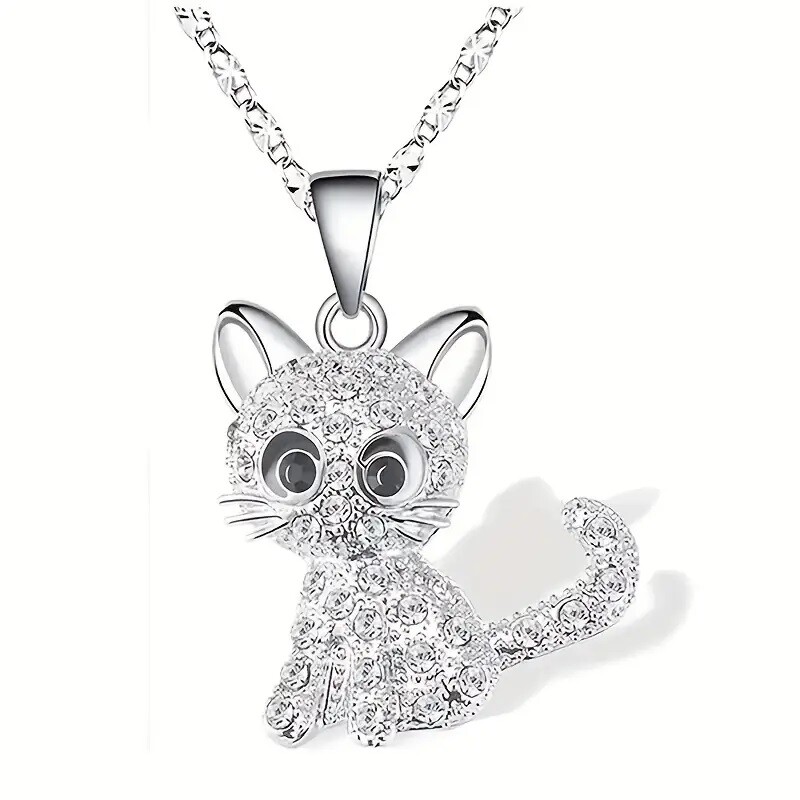 Cute Sparkly Cat Necklace * adjustable 45cm 17.7in chain * Gift Box available