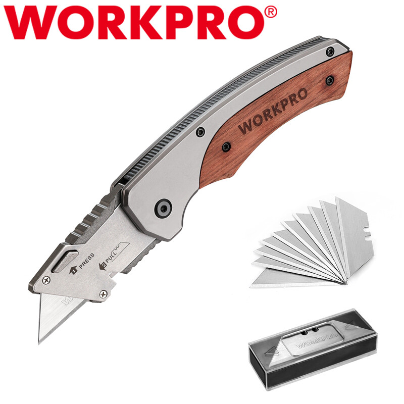 Box Cutter Razor Knife Wood Handle 10pc Sk5 Blade