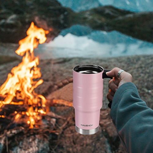 HAUSHOF 24 oz Travel Mug Steel Double Wall Vacuum Spill Proof Insulated Tumbler