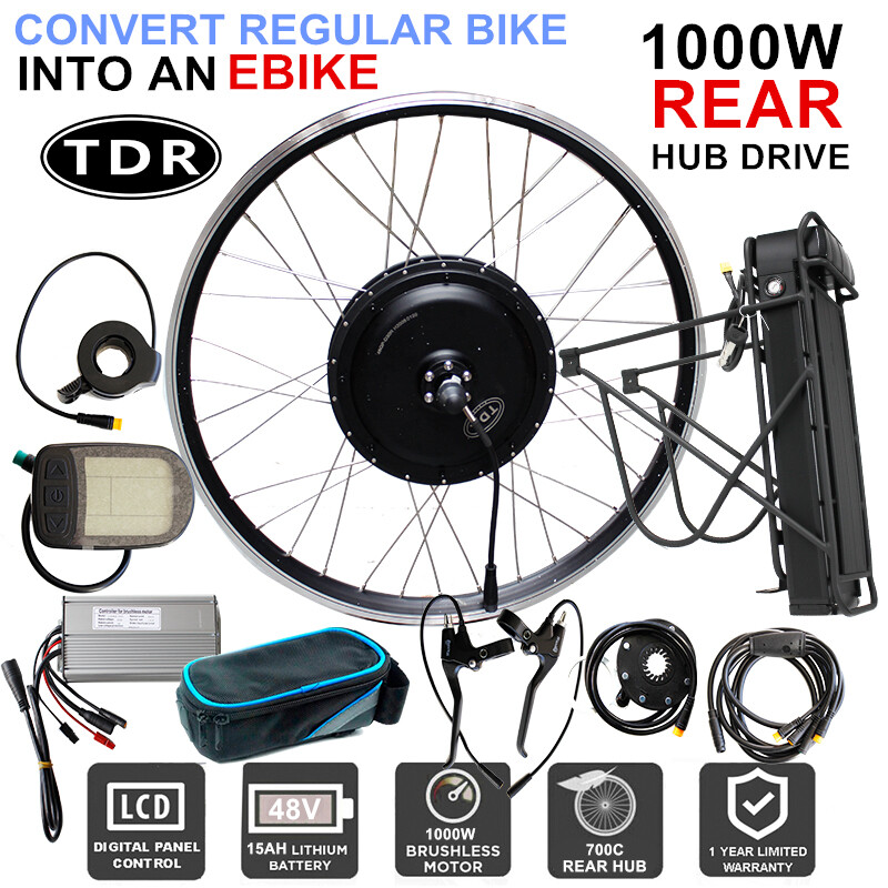 48V 1000W 700c 28" Rear Wheel Hub Motor Conversion Electric Bike
