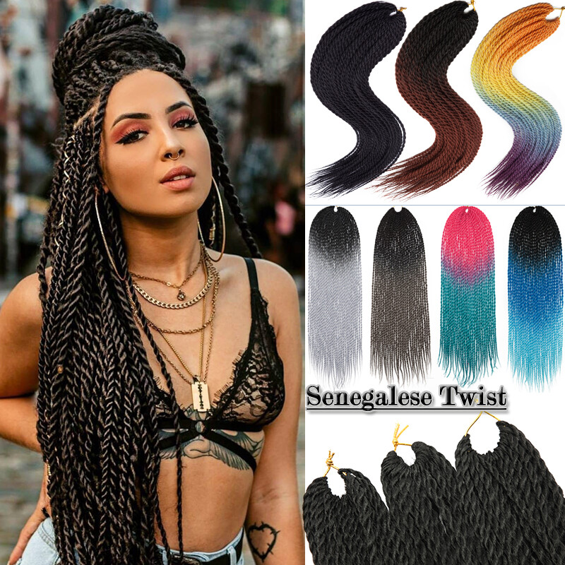 24 Ombre Senegalese Twist Crochet Braid Hair Thin Synthetic Hair