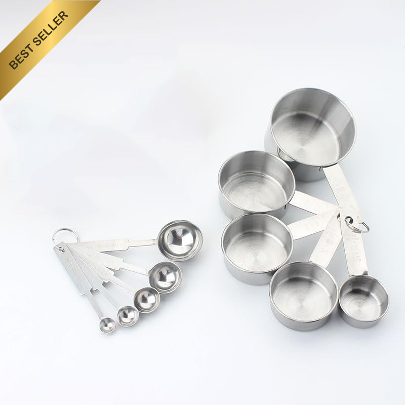 Stainless Steel Measuring Cups Set, 5Pcs Stainless Steel Measuring Cups and Spoo