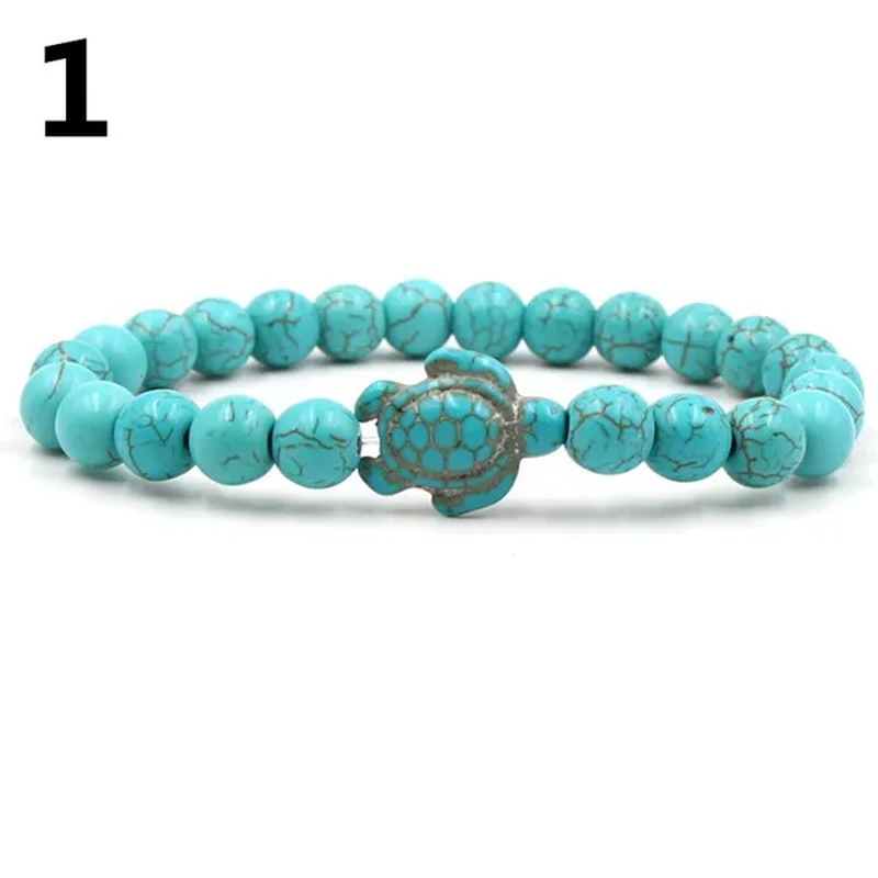 Summer Style Sea Turtle Beads Bracelets for Women Men Classic Natural Stone Elastic Friendship Bracelet Beach Jewelry