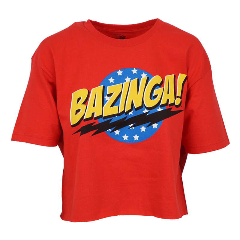 ЖЕНСКАЯ УКОРОЧЕННАЯ ФУТБОЛКА THE BIG BANG THEORY BAZINGA