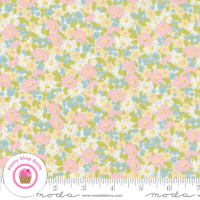 Moda GRACE 18722 12 Blue Pink Floral BRENDA RIDDLE Quilt Fabric SHABBY CHIC