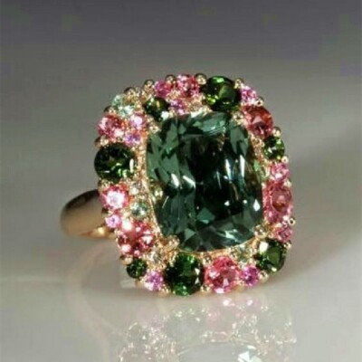 18k Yellow Gold Plated Ring Gorgeous Cubic Zirconia Women Wedding Gift Size 6-10
