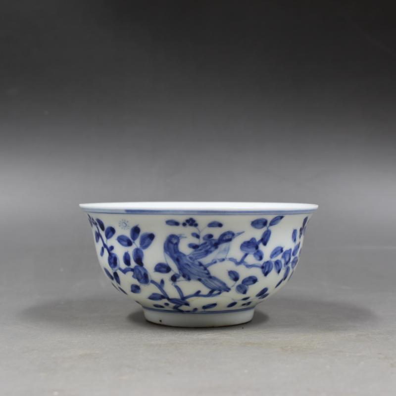 Chinese Old Marked Blue And White Flower Pattern Porcelain Bowl Asian Antiques Bowls