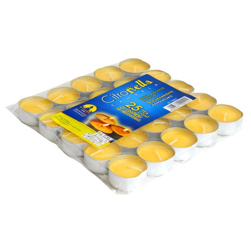 Set 25 Pezzi Candele Profumate Citronella Anti Zanzare Tealight Lumini dfh
