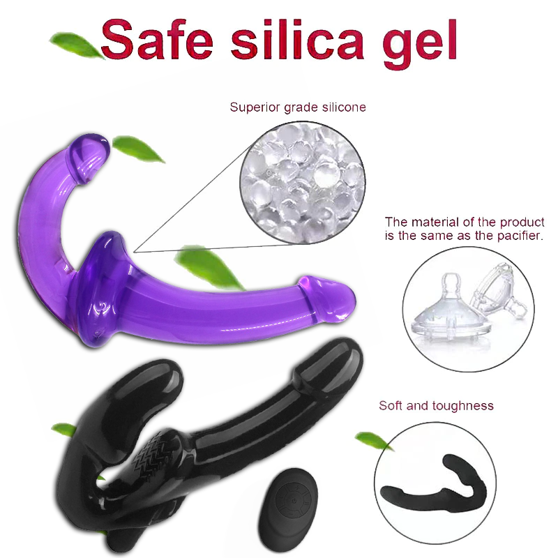Double Ended Strap On Dildo Strapless Vibrating G-Spot Women Lesbian Sex Toy USA