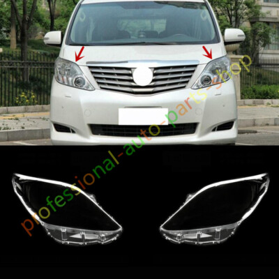 Both Headlight Clear Lens Cover + Sealant For Toyota Alphard 2008-2012