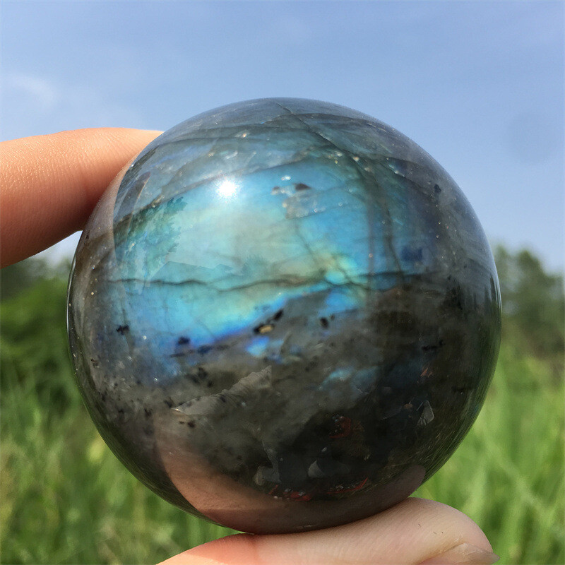 40mm Natural Rainbow Labradorite Ball Quartz Crystal Sphere Reiki Healing Gift