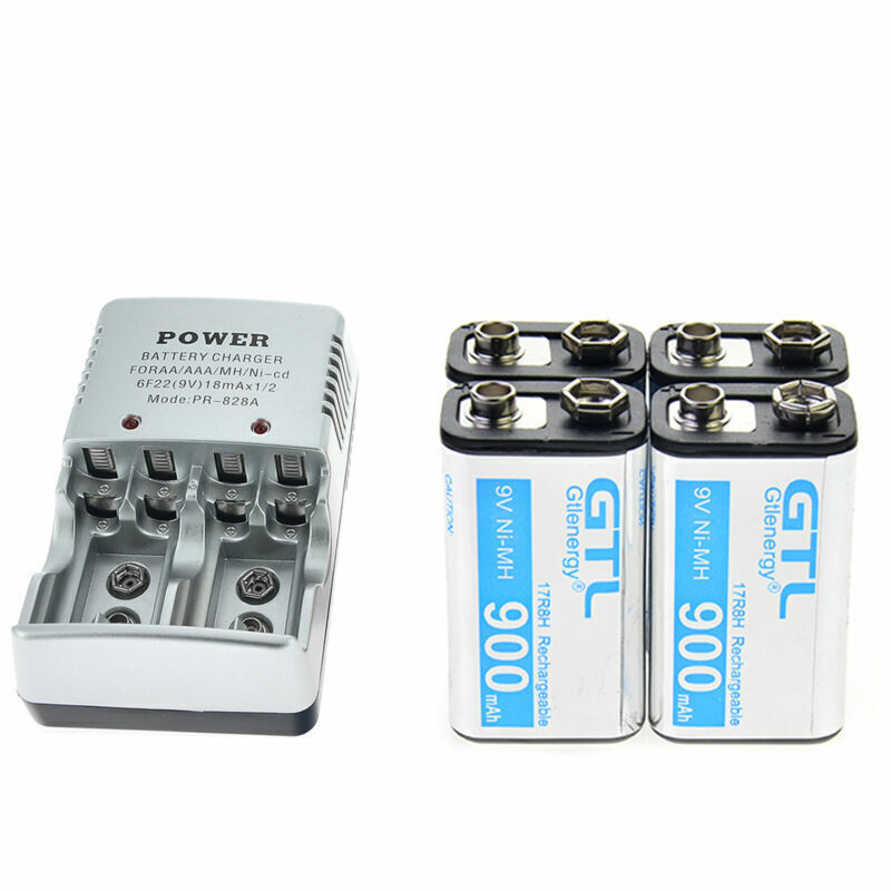 Lot GTL 900mAh 9V 17R8H NiMH Rechargeable Batteries &plusmn; 9-Volt Battery Charger US