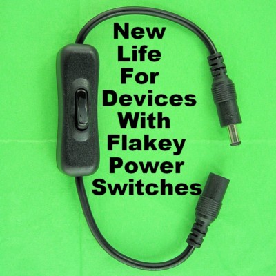 Inline Power Switch Adapter Cable 5.5mm / 2.1mm Plug & Jack AC DC ON - OFF New