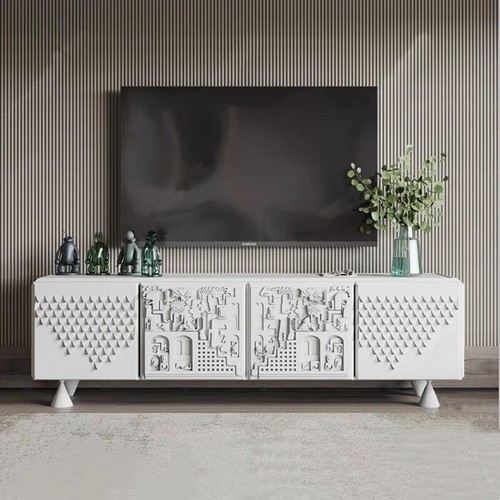 Solid Wood Cabinet  Luxury Console Table Storage Handcarved Cabinet