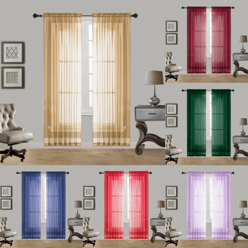 2PC SHEER VOILE PANEL INDOOR OUTDOOR PORCH WEDDING ROD POCKET WINDOW CURTAIN 