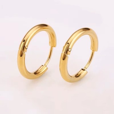 Kritz Boucles d'Oreilles Créoles Rondes Anneaux Plaqué Or pour Femmes