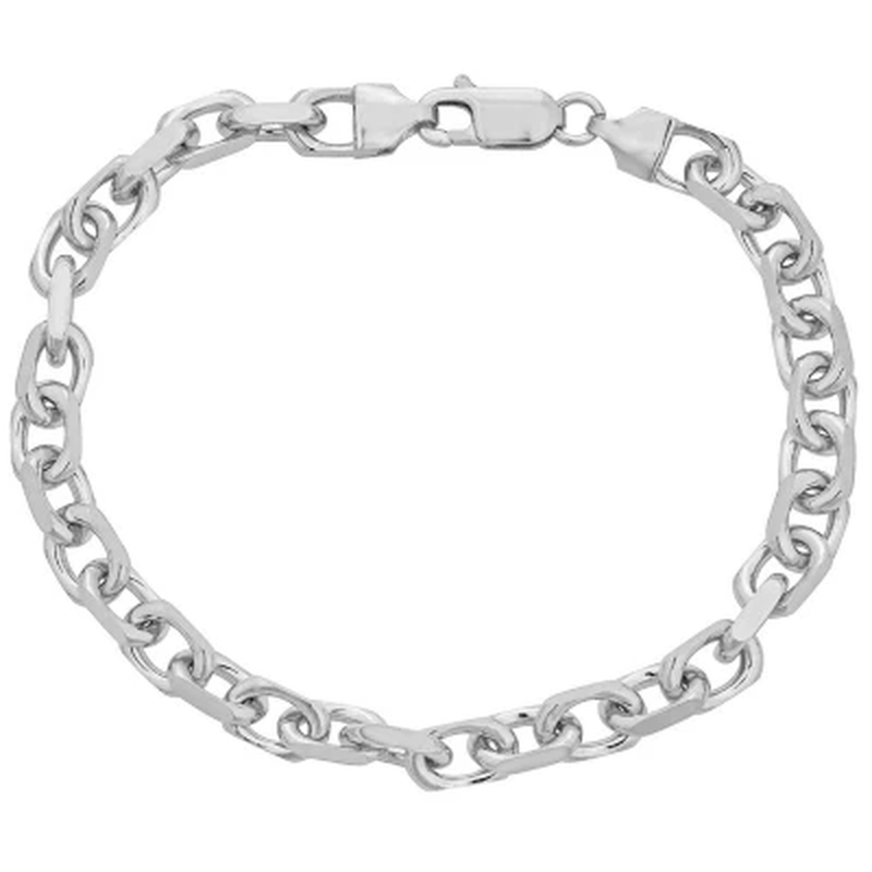 Italian Sterling Diamond-Cut Oval Rolo Chain Bracelet, 8.5