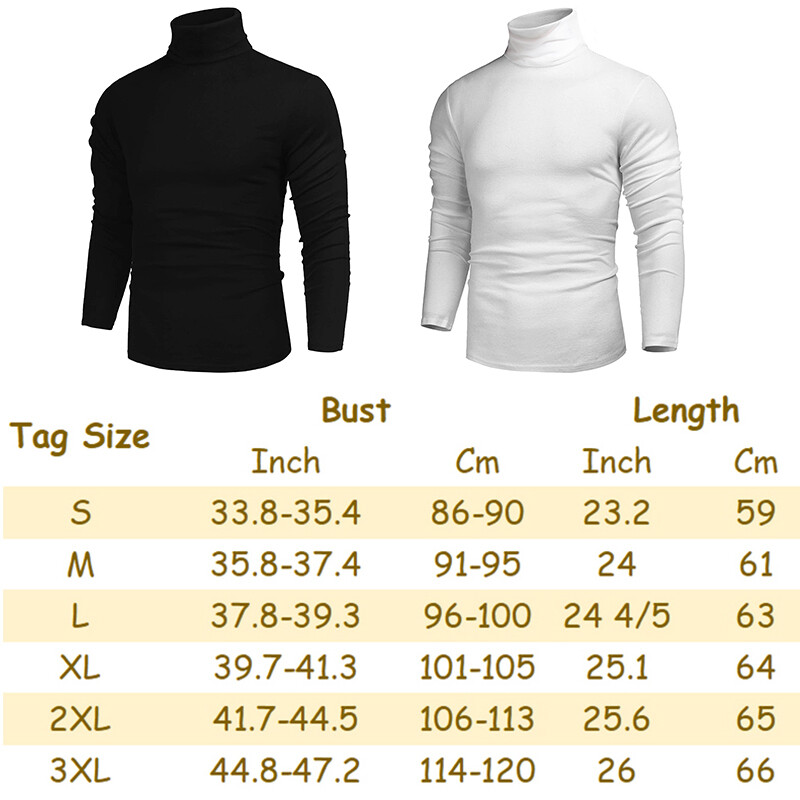 Men Turtle Neck Top Slim Fit Stretch Shirt Long Sleeve Jumper Pullover Sweater