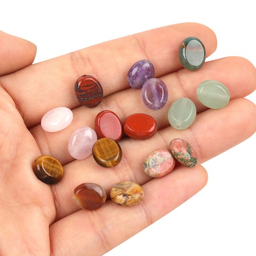 Wholesale Natural Assorted Stones Oval Flat Beads For Jewelry Making 15