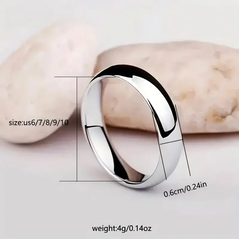 Tungsten Carbide Silver Polished Plain Wedding Band Ring 2mm 3mm 4mm 6mm 8mm 10m