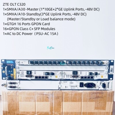 ZTE GPON OLT C320 1×SMXA/A30 10GE Upink 1×SMXA/A10 1×GTGH 16×C+ SFP 1×PSU-AC 15A