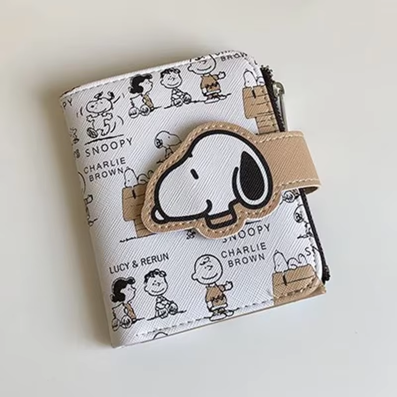 Snoopy Inspired Cute Cartoon Coin Wallet Anime Zipper ID Holder Multi Slot Bag