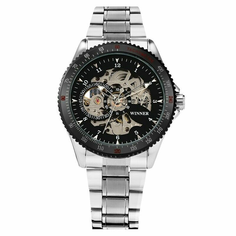 Winner Top Brand Men Auto Mechanical Watch Skeleton Military Watches Steel Strap