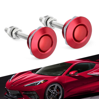Auto Car Push Button Quick Release Hood Bonnet Pins Lock Clip Bumper Latch Red