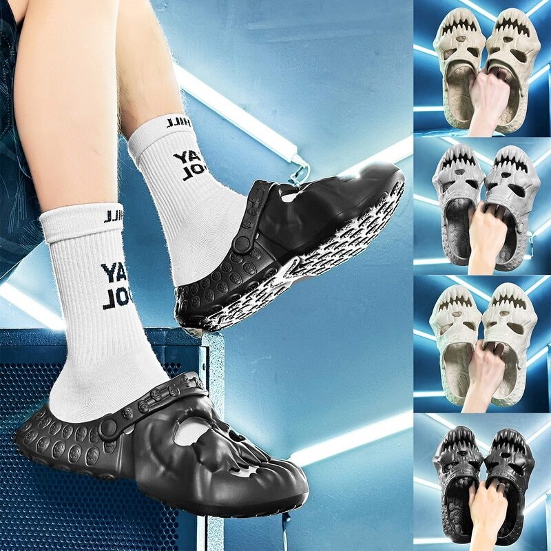 Couple Sandals Gothic Flip Flops Punk Design Slides Thick Bottom