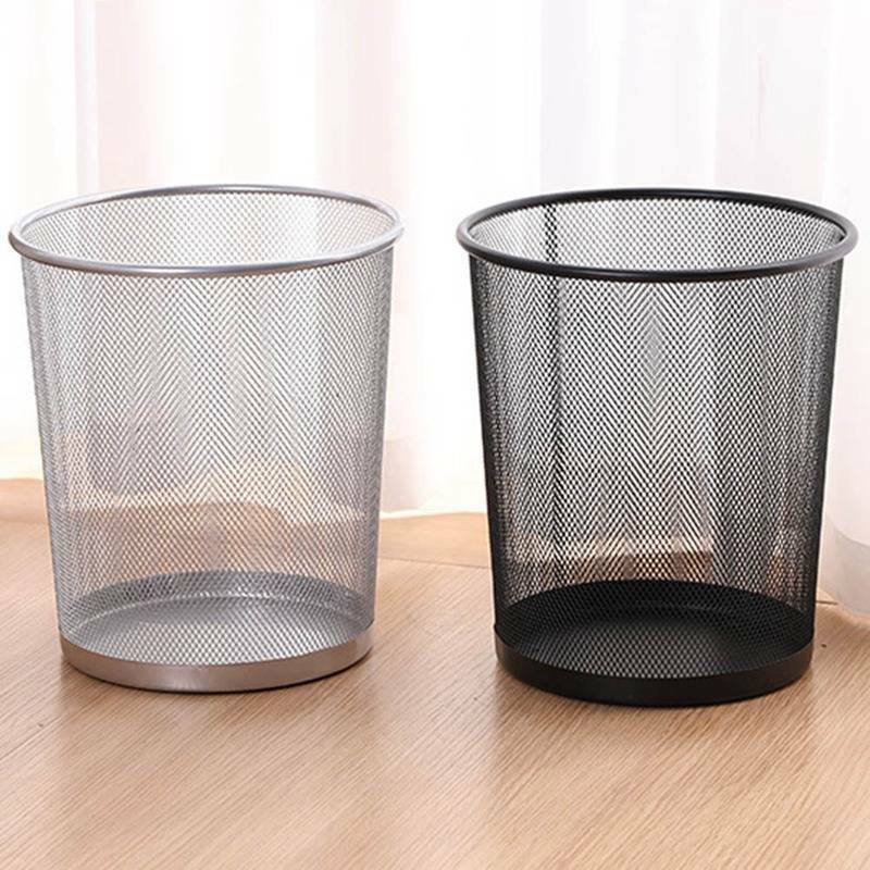 Details About 1pc Iron Trash Can Kitchen Trash Bin Living Room Bedroom Waste Bin Without Lid