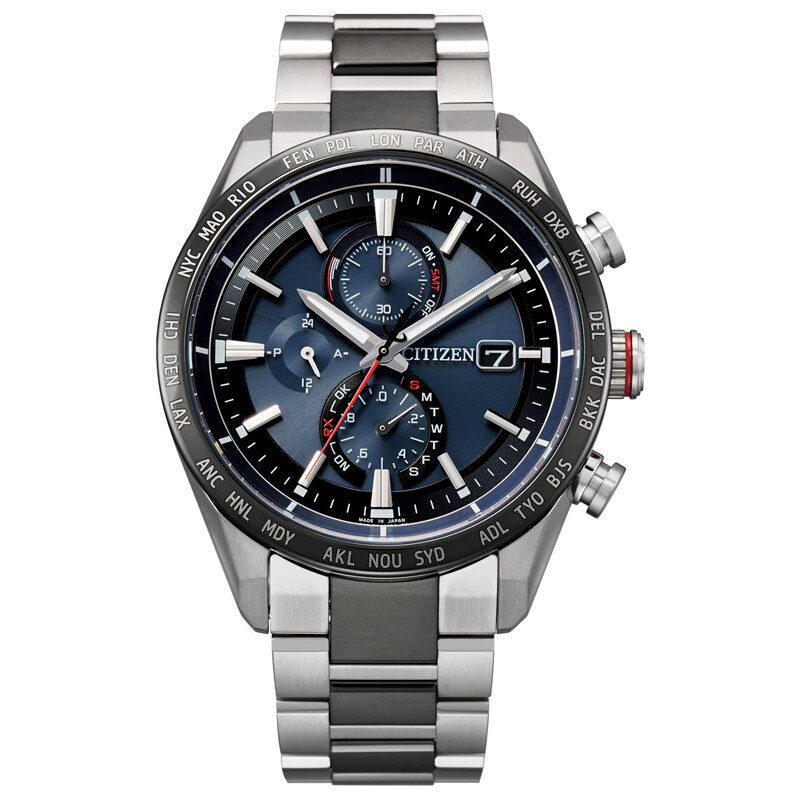 Pre-owned Citizen Attesa At8186-51l Eco-drive Radio Titanium Men`s Watch Made In Japan