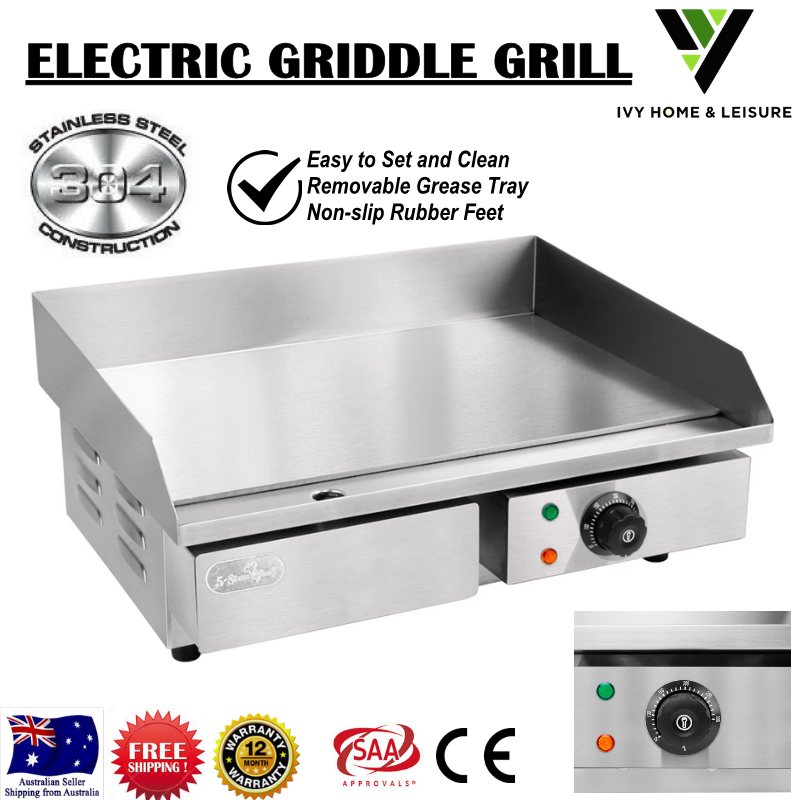 Electric Griddle Grill Stainless Steel Non Slip Pan Flat Cook Top