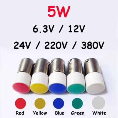 0.5W 6.3V 12V 24V 220V 380V BA9S LED Bayonet Indicator Light Bulbs Lamp 9x23mm