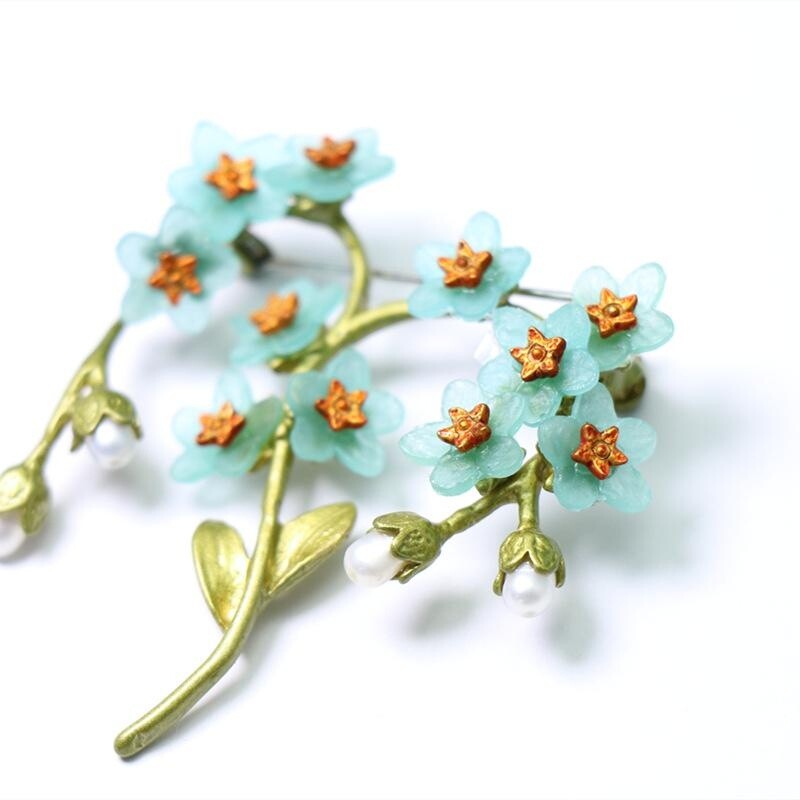 Blue Forget Me Not Petals Brooch Forget-me-not Pin Girl