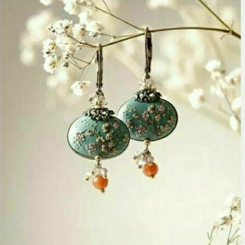 Retro 925 Silver Handmade Dangle Drop Earrings Ear Hook Women