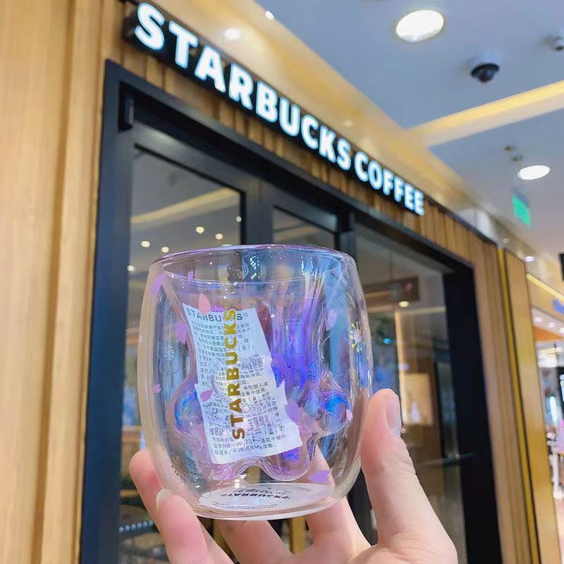 Starbucks Purple Cat Paw Sakura Glass W/ Colorful Spoon ...