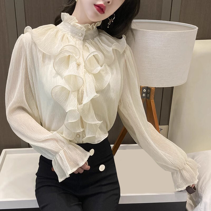 Lochie - 値下げ　mare osaka vintage dot frill blouse Lady Ruffles Frill Collar Shirt Top Chiffon Blouse Victorian