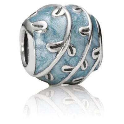 PANDORA Retired Sterling Silver Light Blue Enamel Vines Bead