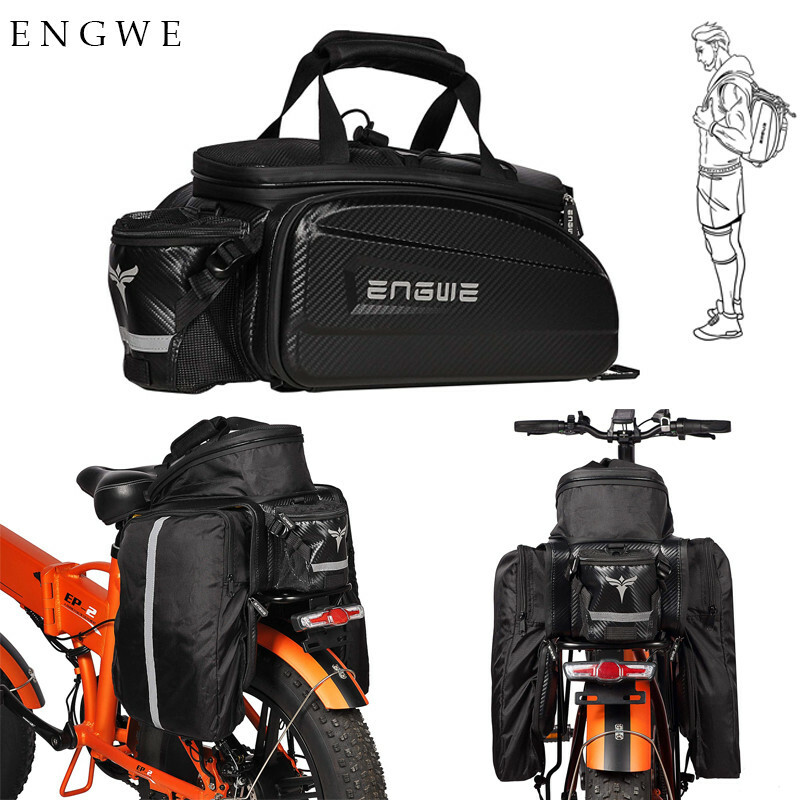 ENGWE MTB Bike Rack Bag Leather Bicycle Rear Seat Pannier Bag Shoulder