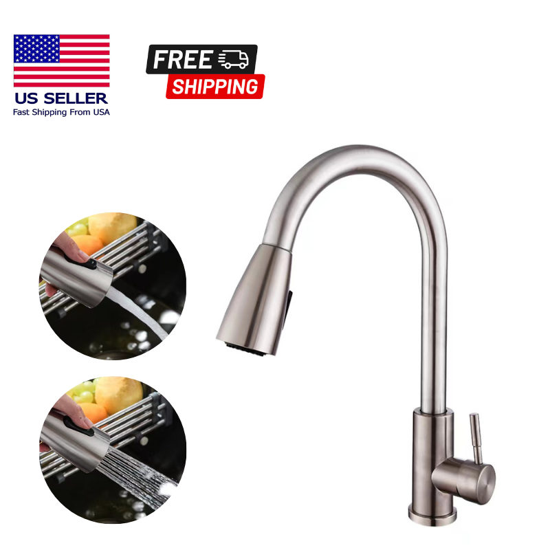 Pull Out Sprayer Mixer Tap Brushed Nickel