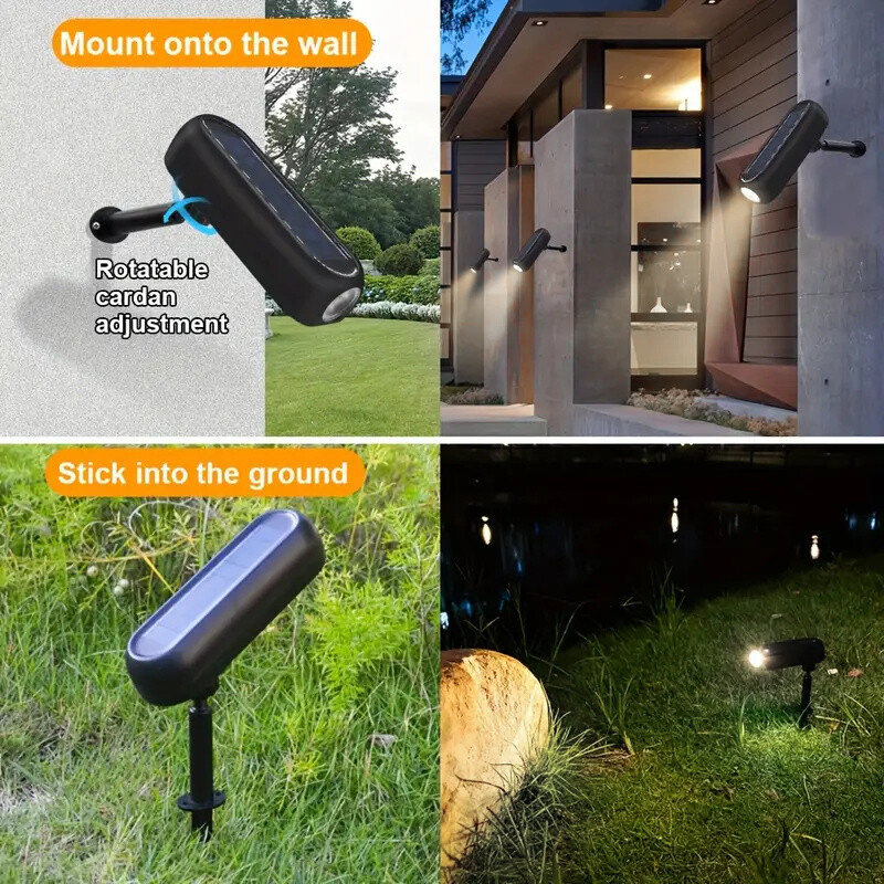 4X Bright Solar Powered LED Spotlight Waterproof Outdoor Yard Garden Spot Lights